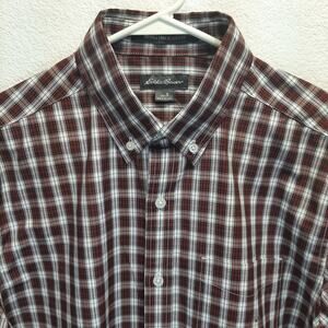 NWT Eddie Bauer Men's Wrinkle Free Relaxed Fit Plaid Button Down Shirt l Size: S